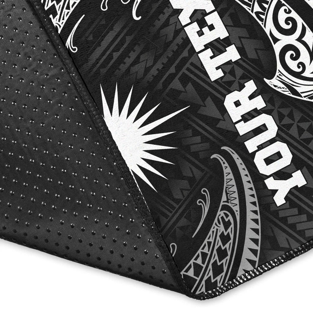 Marshall Islandss Polynesian Custom Personalised Area Rug - White Tribal Wave