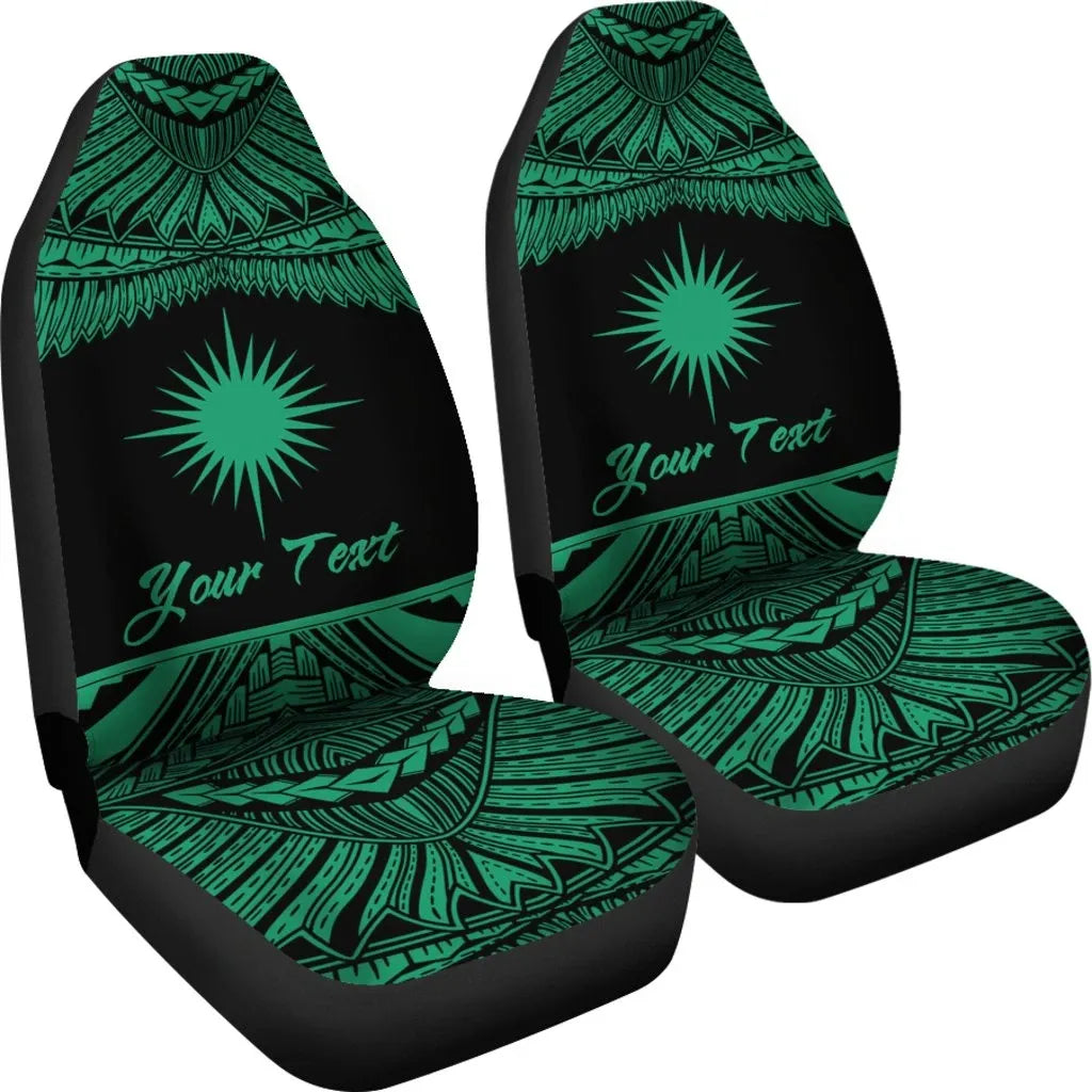 Marshall Islands Polynesian Custom Personalised Car Seat Covers - Pride Green Version
