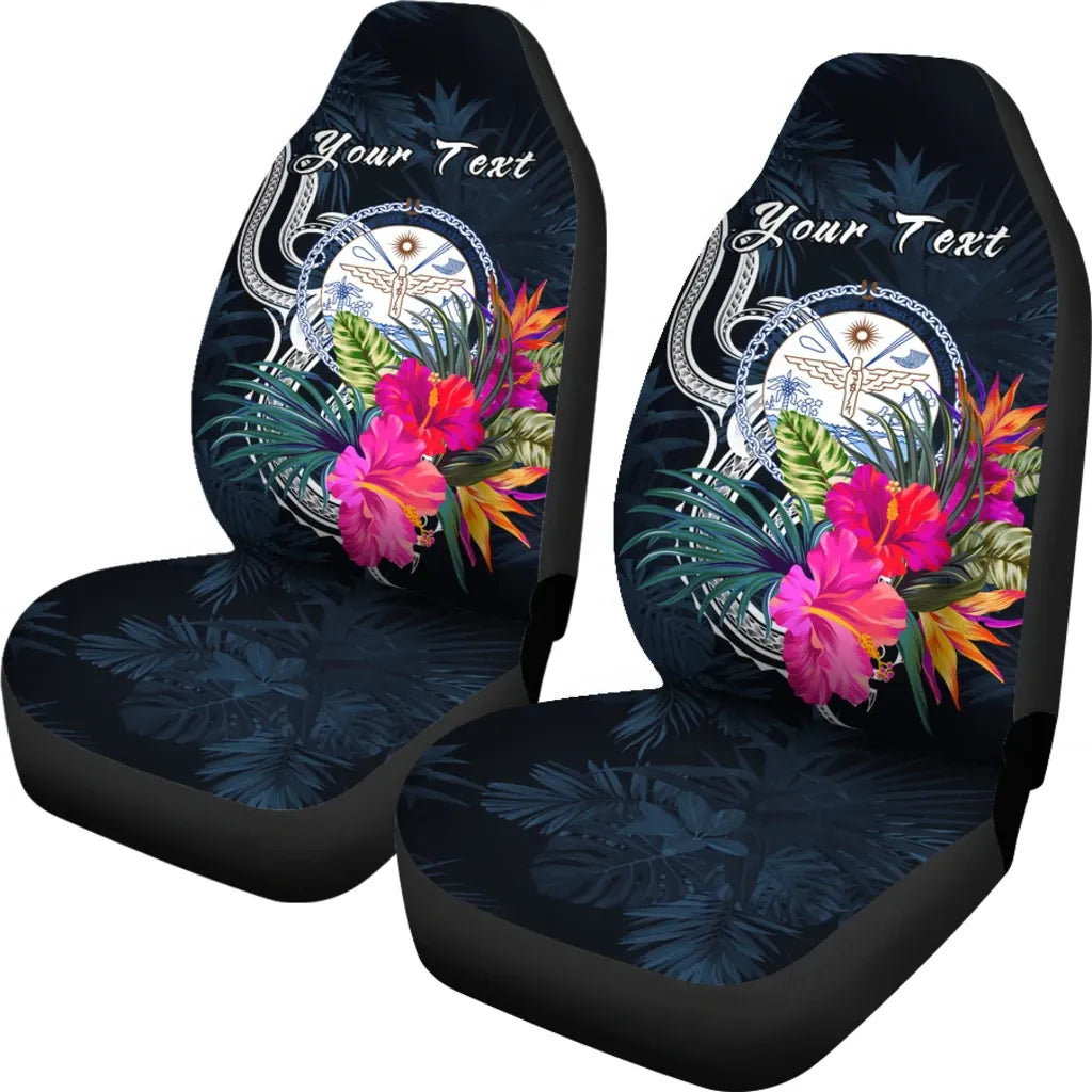 Marshall Islands Polynesian Custom Personalised Car Seat Covers - Tropical Flower