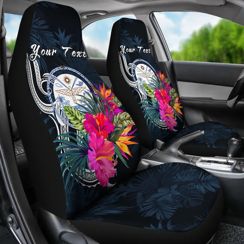 Marshall Islands Polynesian Custom Personalised Car Seat Covers - Tropical Flower