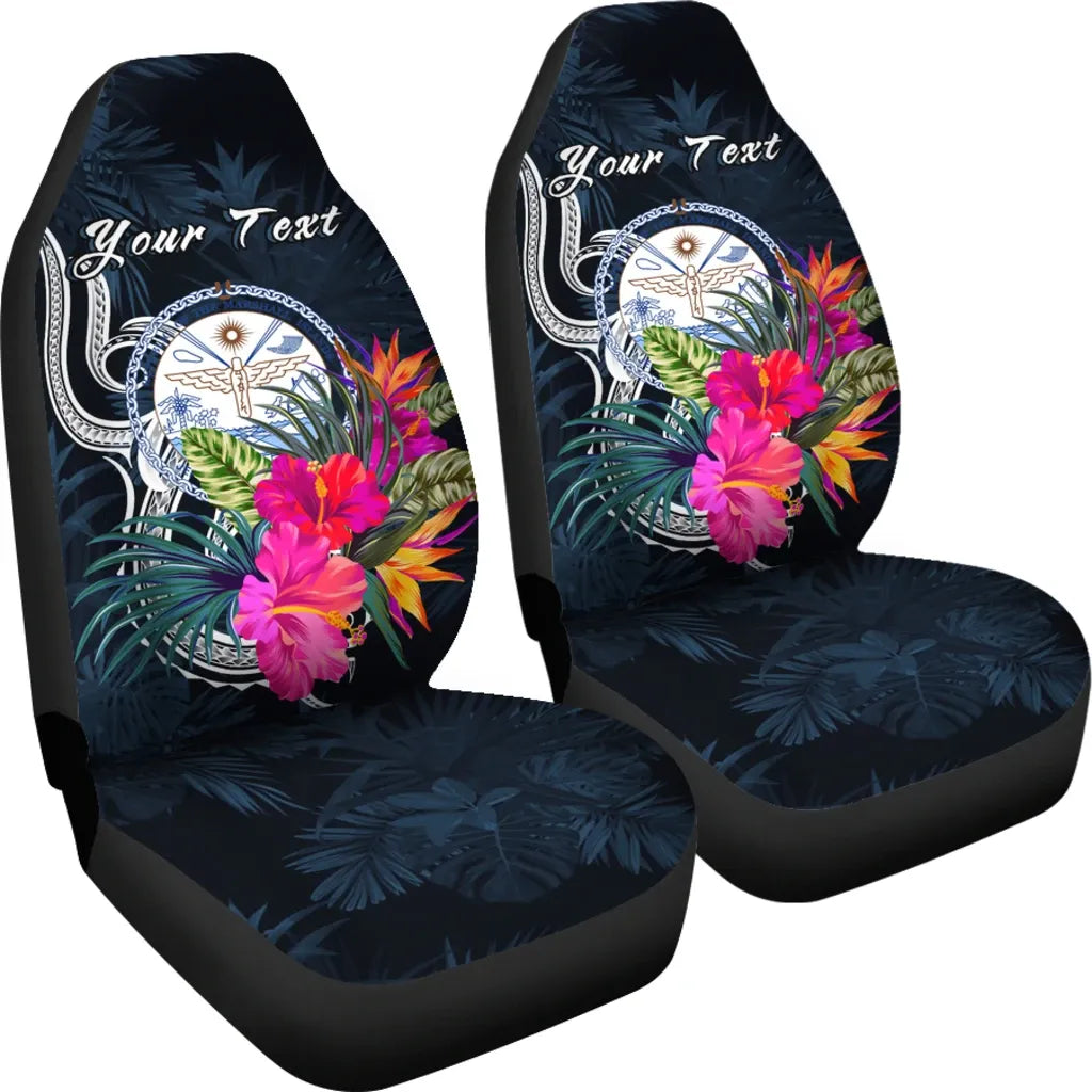 Marshall Islands Polynesian Custom Personalised Car Seat Covers - Tropical Flower