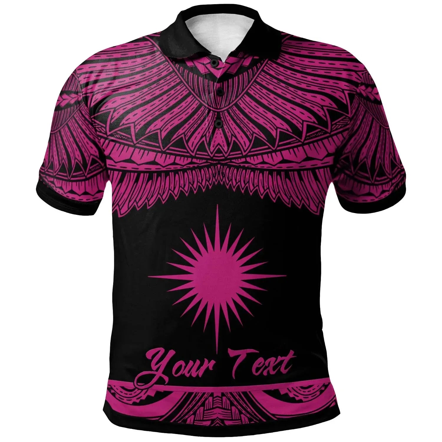 Marshall Islands Polynesian Custom Personalised Polo Shirt - Poly Tattoo Pink Version