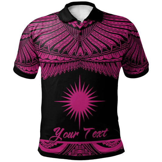 Marshall Islands Polynesian Custom Personalised Polo Shirt - Poly Tattoo Pink Version