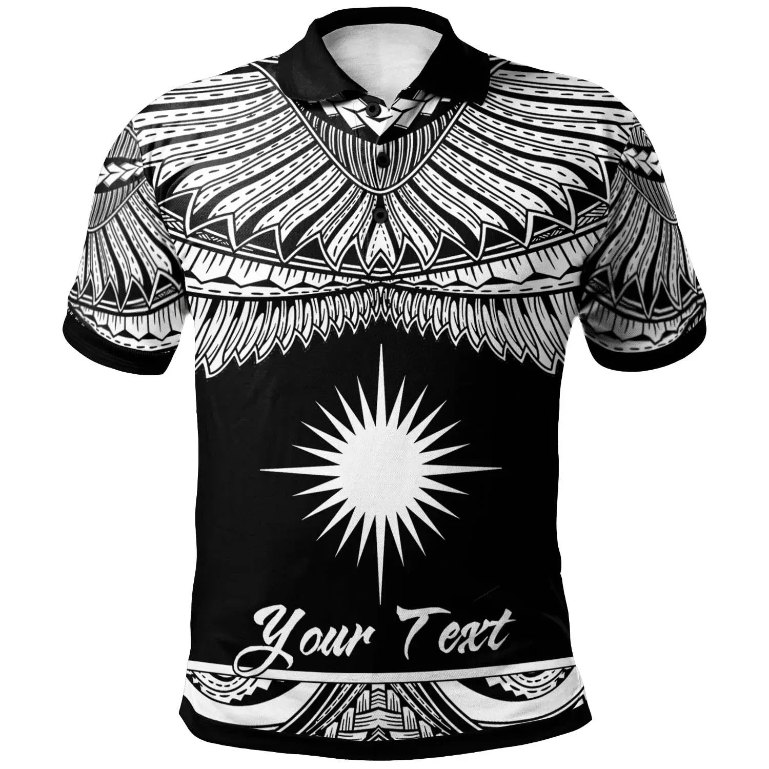 Marshall Islands Polynesian Custom Personalised Polo Shirt - Poly Tattoo White Version
