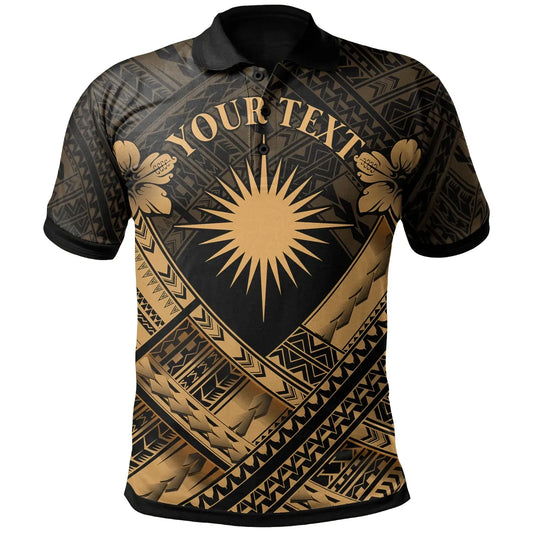 Marshall Islands Polynesian Custom Personalised Polo Shirts - Marshall Islands Gold  Flag Camisole Hibiscus Style