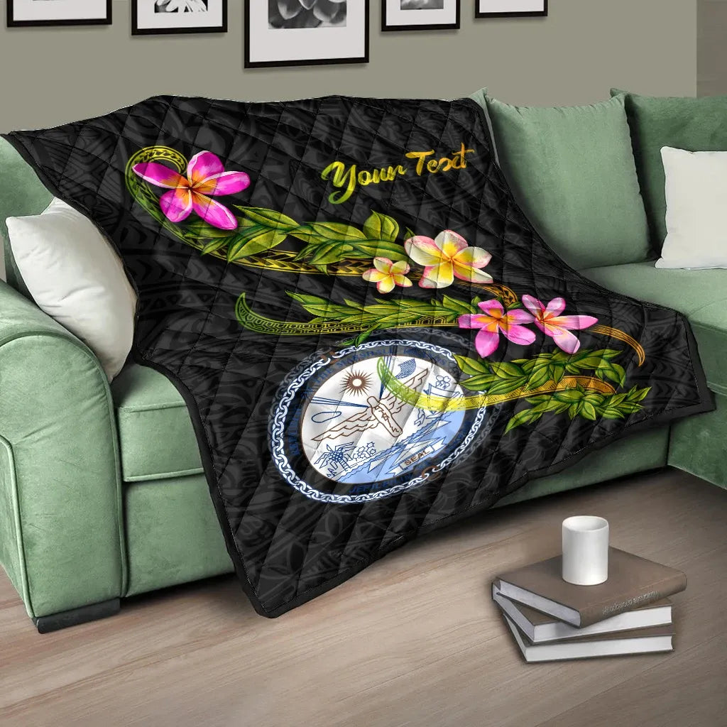 Marshall Islands Polynesian Custom Personalised Quilt - Plumeria Tribal
