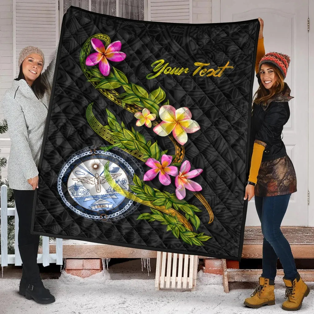 Marshall Islands Polynesian Custom Personalised Quilt - Plumeria Tribal