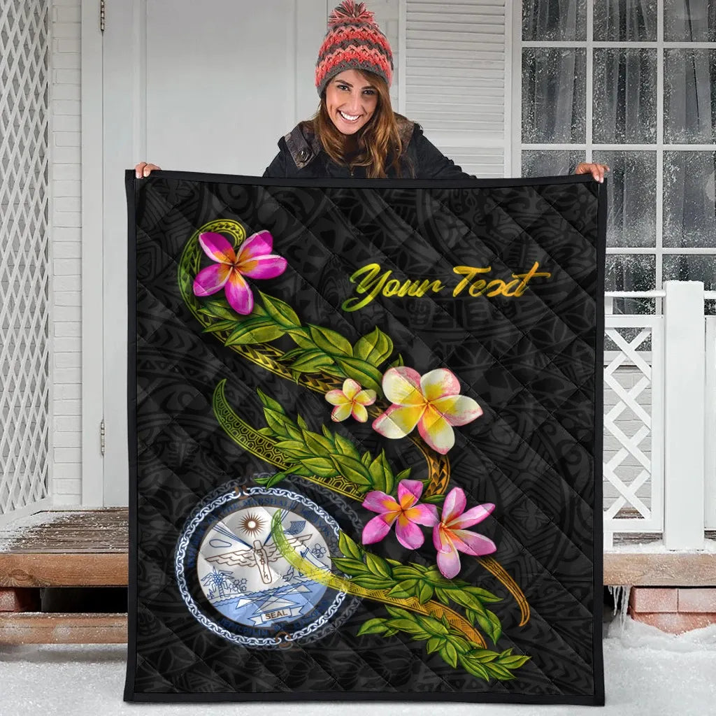 Marshall Islands Polynesian Custom Personalised Quilt - Plumeria Tribal