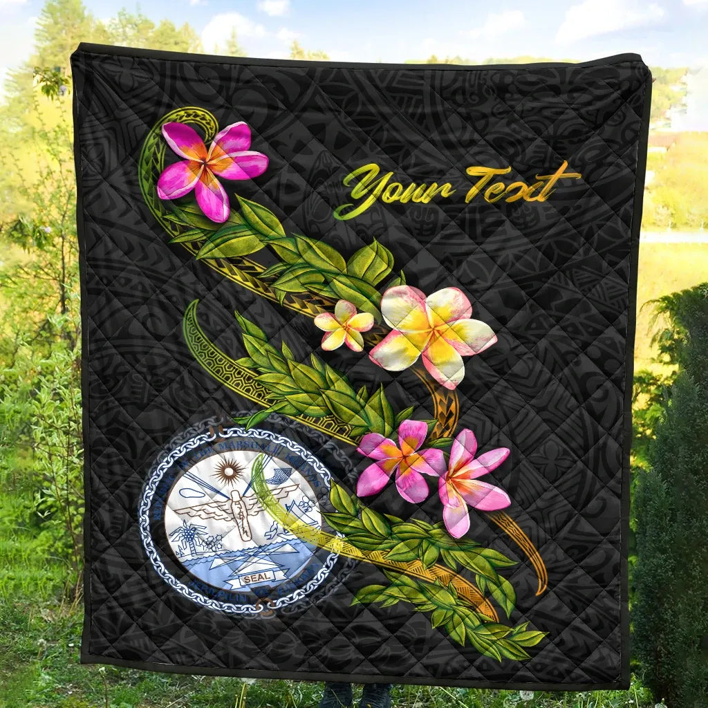 Marshall Islands Polynesian Custom Personalised Quilt - Plumeria Tribal