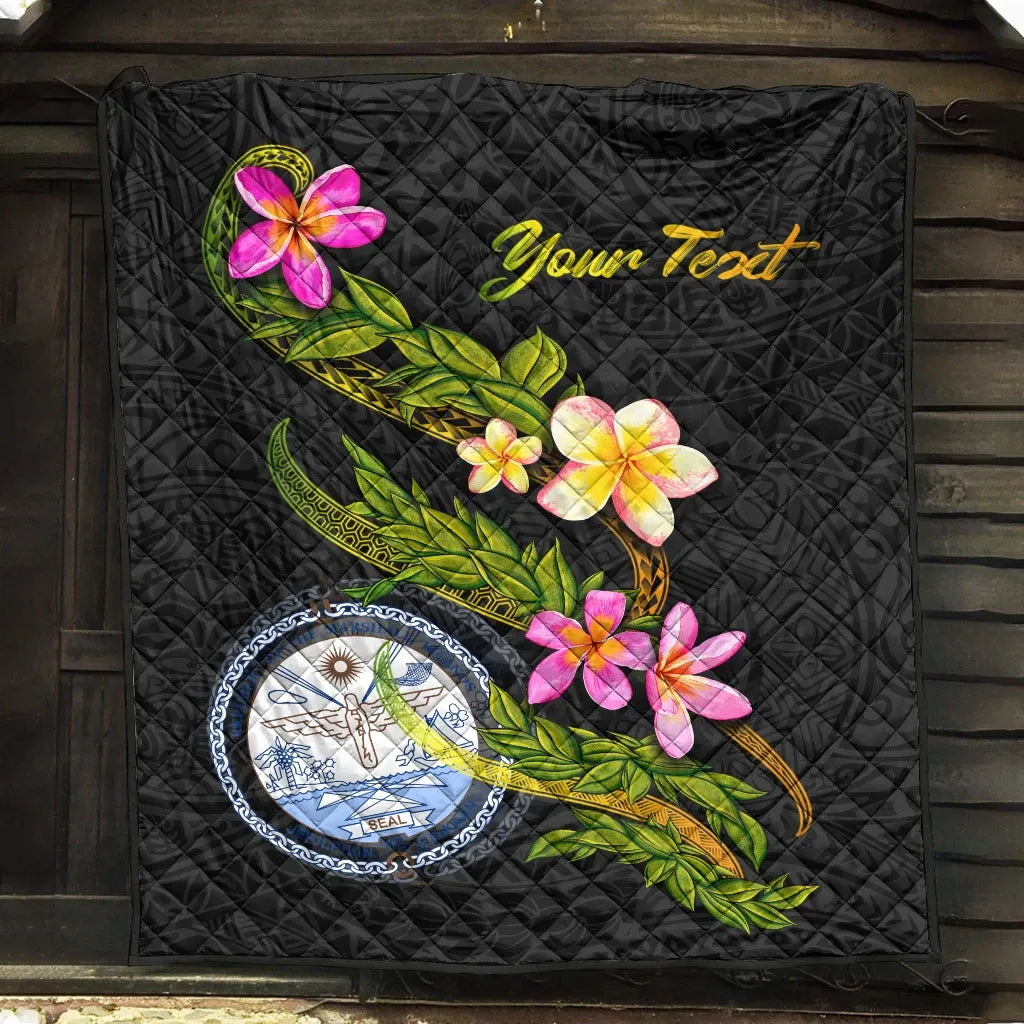 Marshall Islands Polynesian Custom Personalised Quilt - Plumeria Tribal