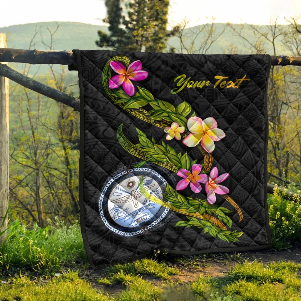 Marshall Islands Polynesian Custom Personalised Quilt - Plumeria Tribal