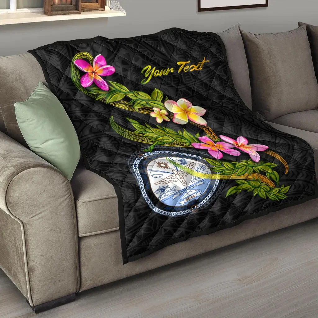 Marshall Islands Polynesian Custom Personalised Quilt - Plumeria Tribal