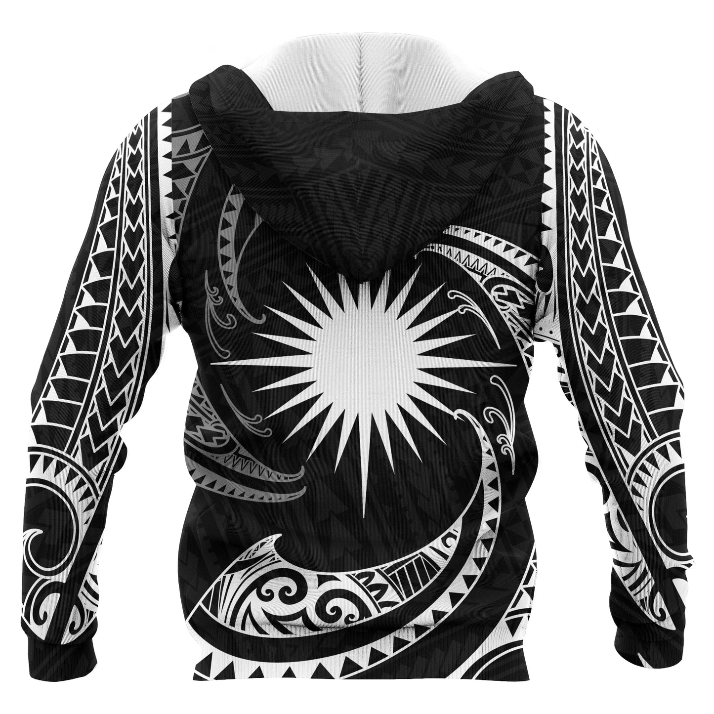 Marshall Islands Polynesian Hoodie - White Tribal Wave