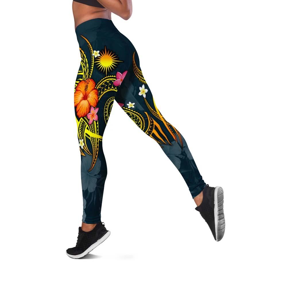 Marshall Islands Polynesian Legging - Legend of Marshall Islands (Blue)
