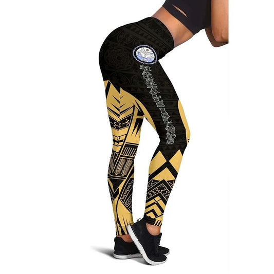 Marshall Islands Polynesian Legging - Polynesian Tattoo Gold Version