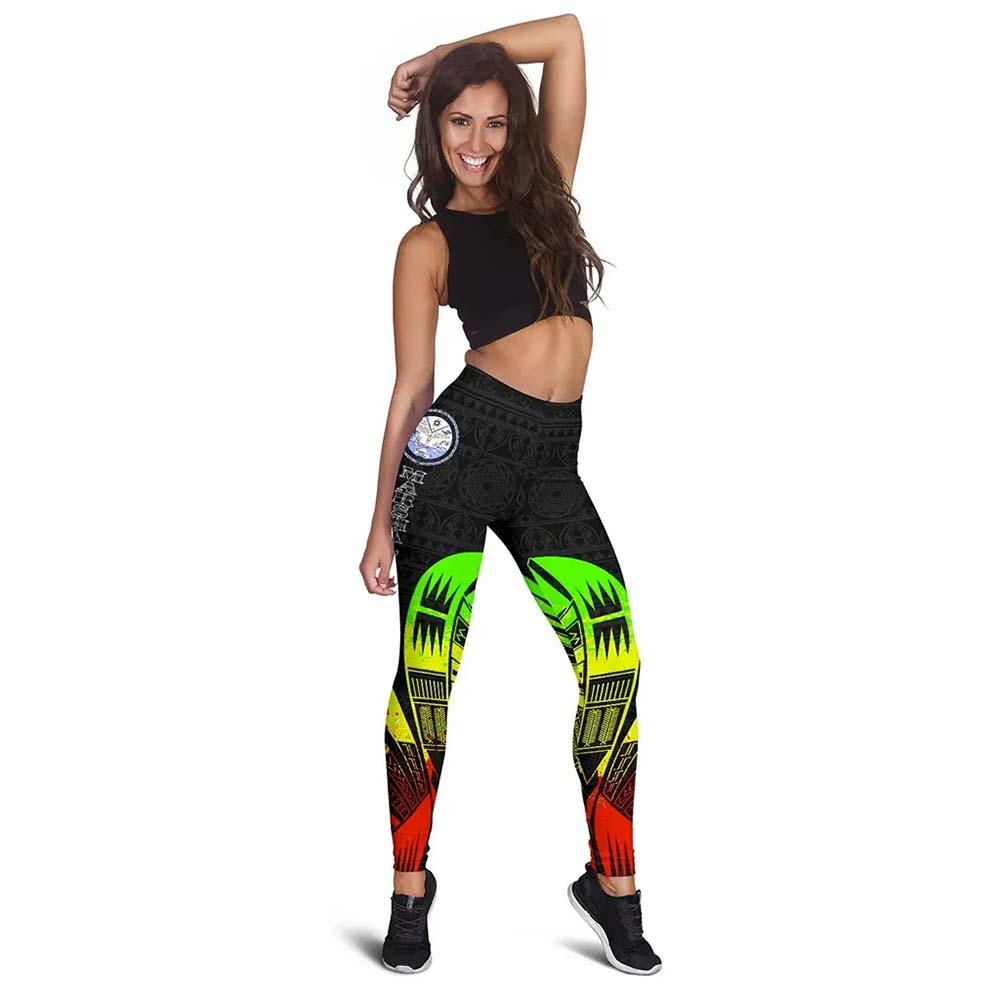 Marshall Islands Polynesian Legging - Polynesian Tattoo Reggae Version