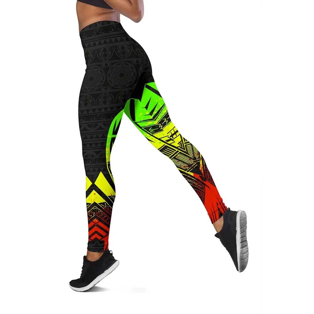 Marshall Islands Polynesian Legging - Polynesian Tattoo Reggae Version