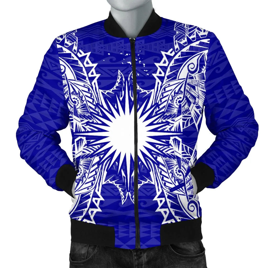 Marshall Islands Polynesian Bomber Jacket Map Blue