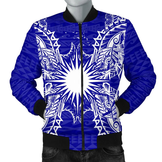 Marshall Islands Polynesian Bomber Jacket Map Blue