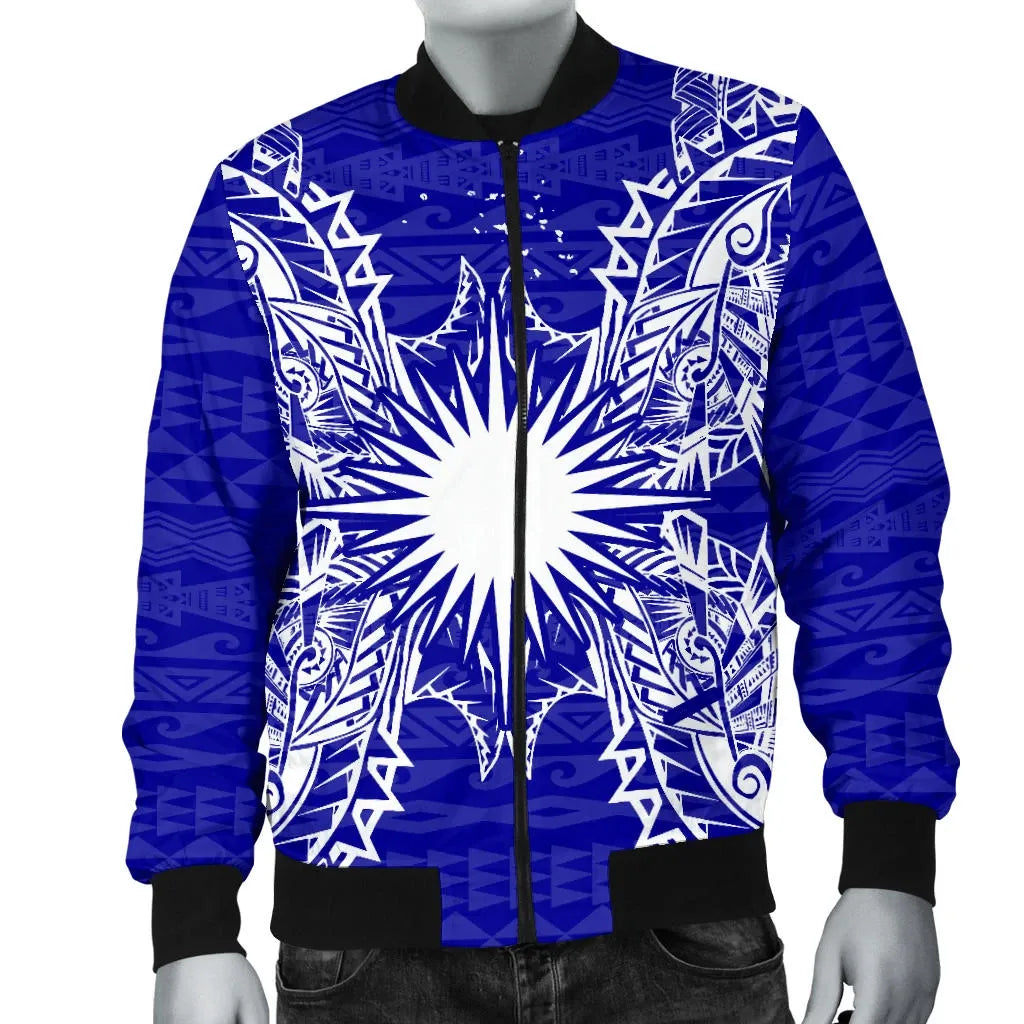 Marshall Islands Polynesian Bomber Jacket Map Blue