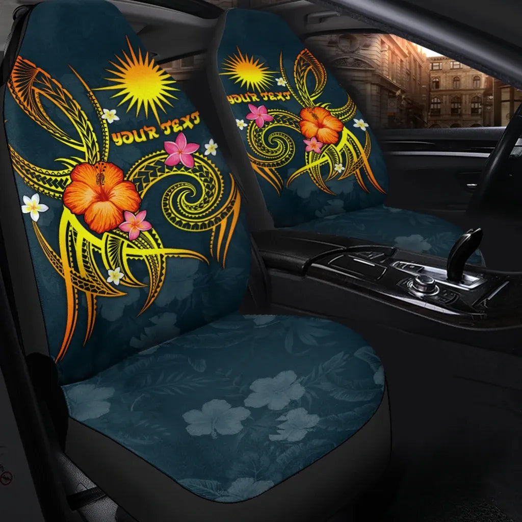 Marshall Islands Polynesian Personalised Car Seat Covers - Legend of Marshall Islands (Blue)