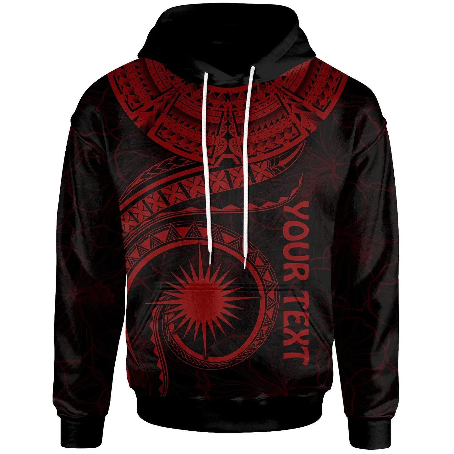Marshall Islands Polynesian Personalised Hoodie - Marshall Islands Waves (Red)