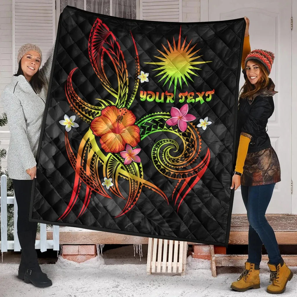 Marshall Islands Polynesian Personalised Premium Quilt - Legend of Marshall Islands (Reggae)