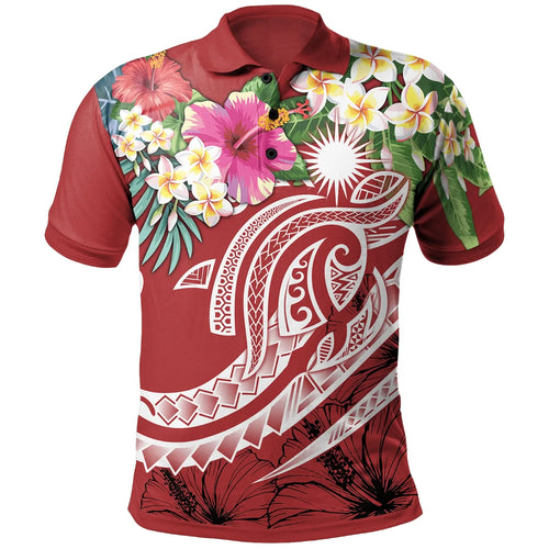 Marshall Islands Polynesian Polo Shirt - Summer Plumeria (Red)