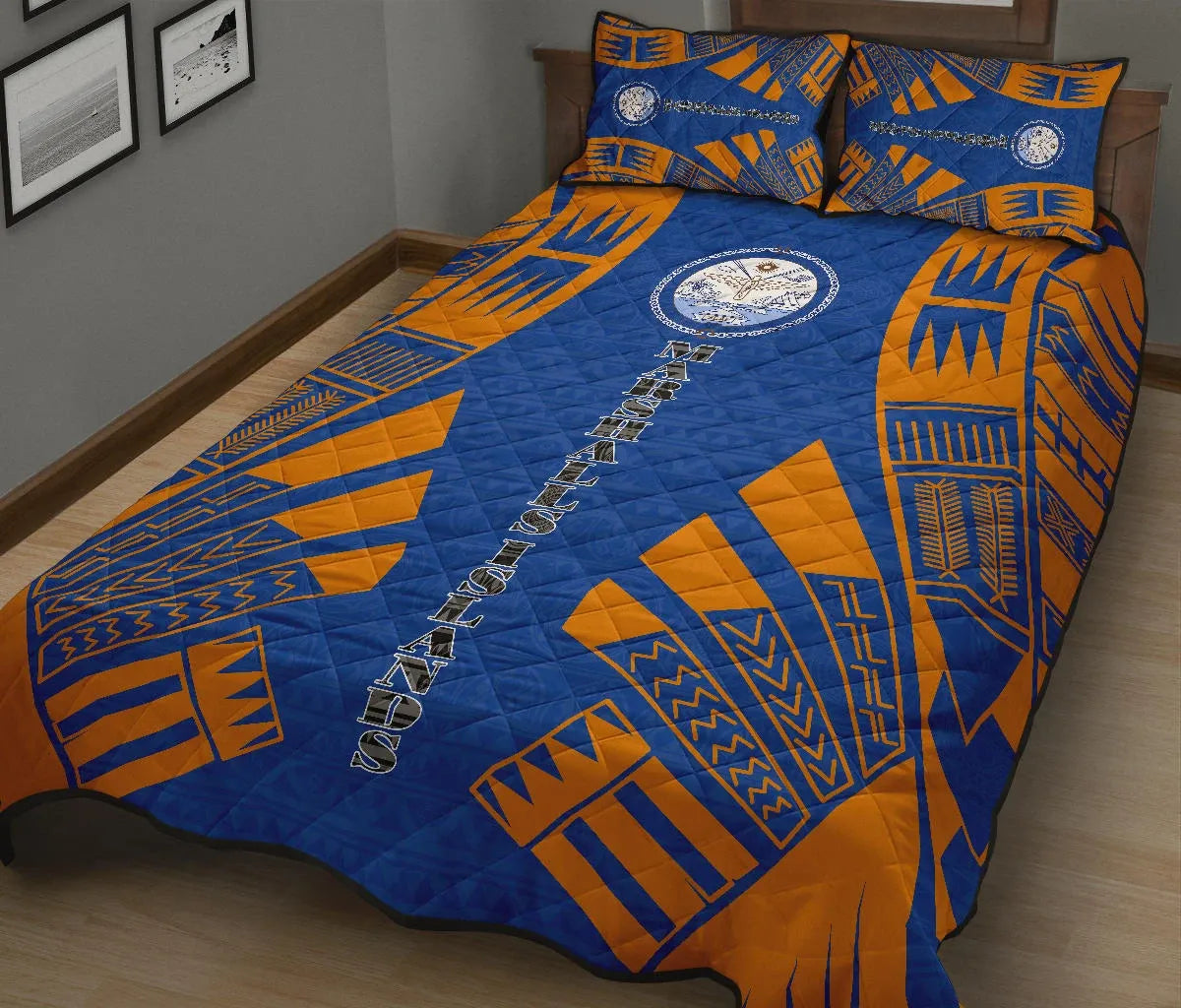 Marshall Islands Quilt Bed Set - Marshall Islands Seal & Polynesian Orange Tattoo Style