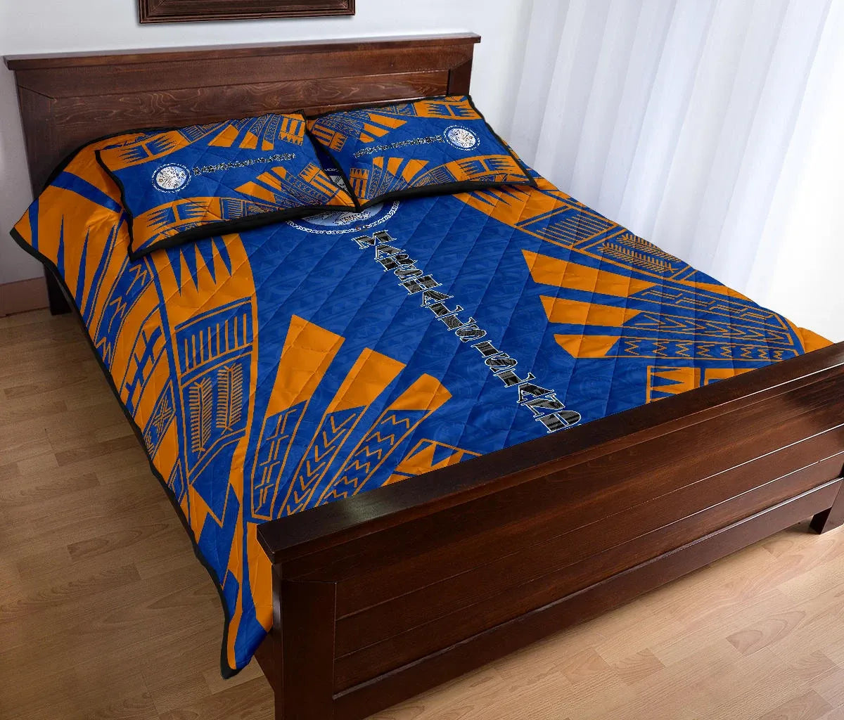 Marshall Islands Quilt Bed Set - Marshall Islands Seal & Polynesian Orange Tattoo Style