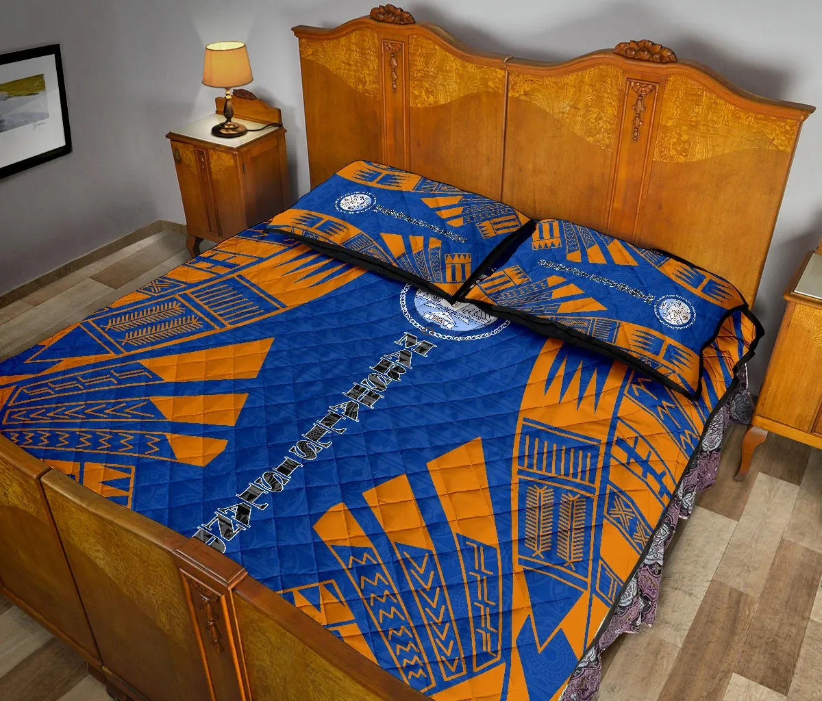 Marshall Islands Quilt Bed Set - Marshall Islands Seal & Polynesian Orange Tattoo Style