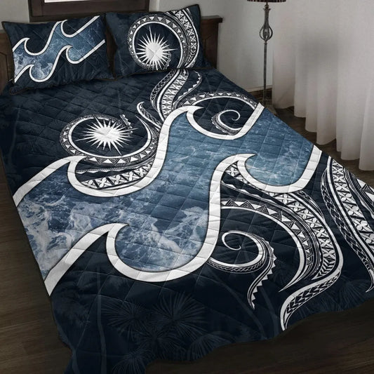 Marshall Islands Polynesian Quilt Bed Set - Ocean Style