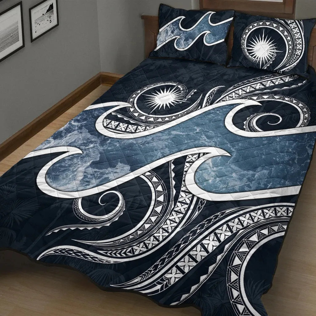 Marshall Islands Polynesian Quilt Bed Set - Ocean Style