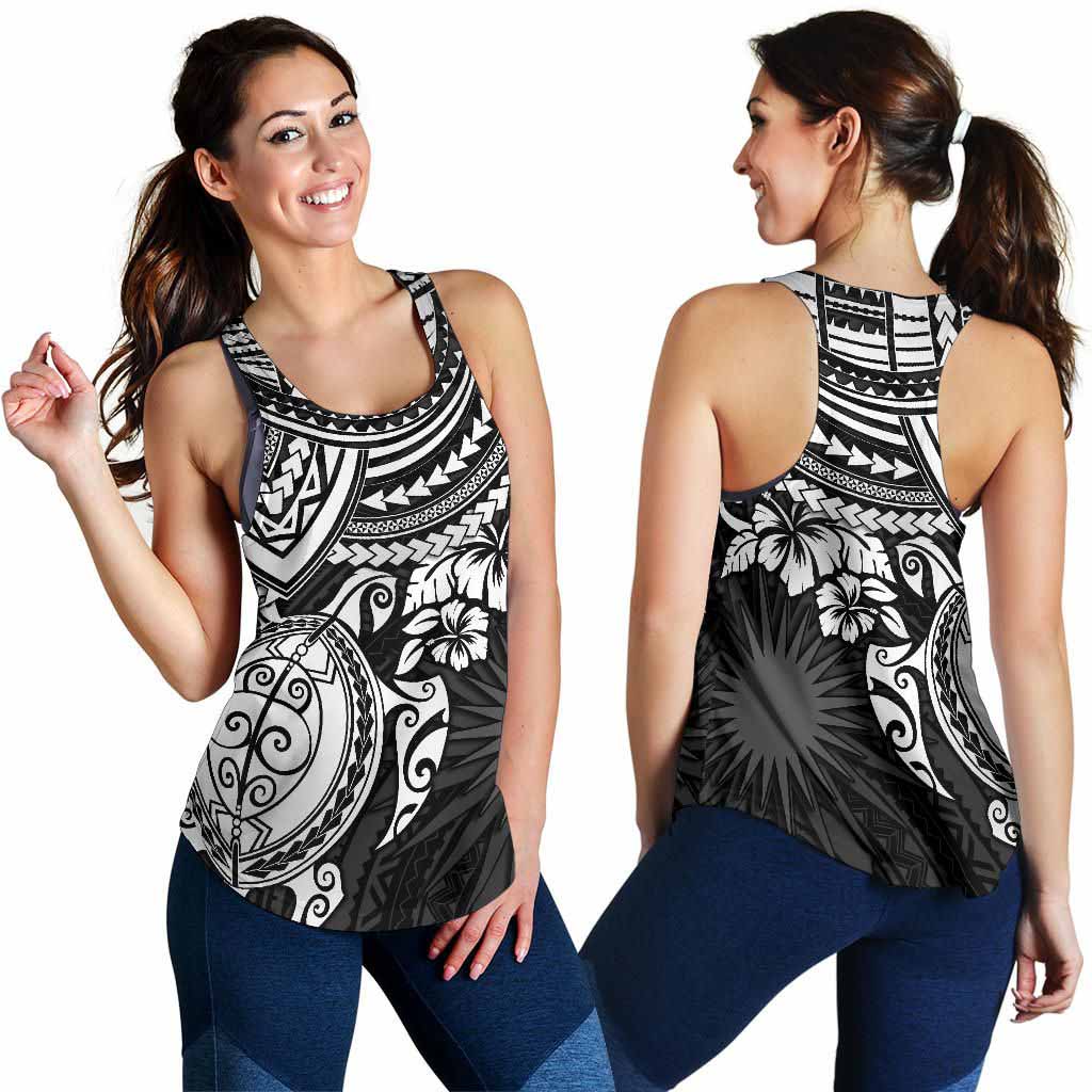 Marshall Islands Polynesian Racerback Tank (Women) - White Turtle