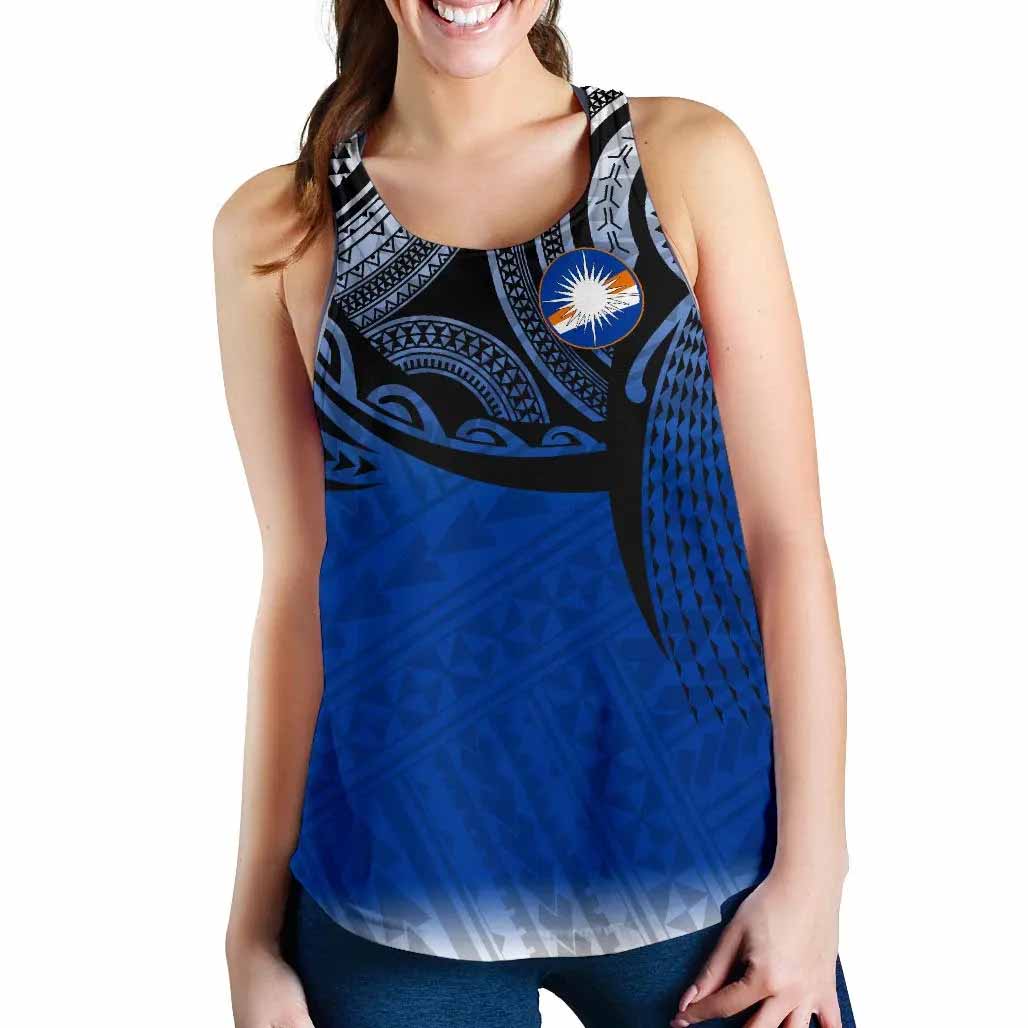 Marshall Islands Polynesian Women Racerback Tank - Tattoo Pattern