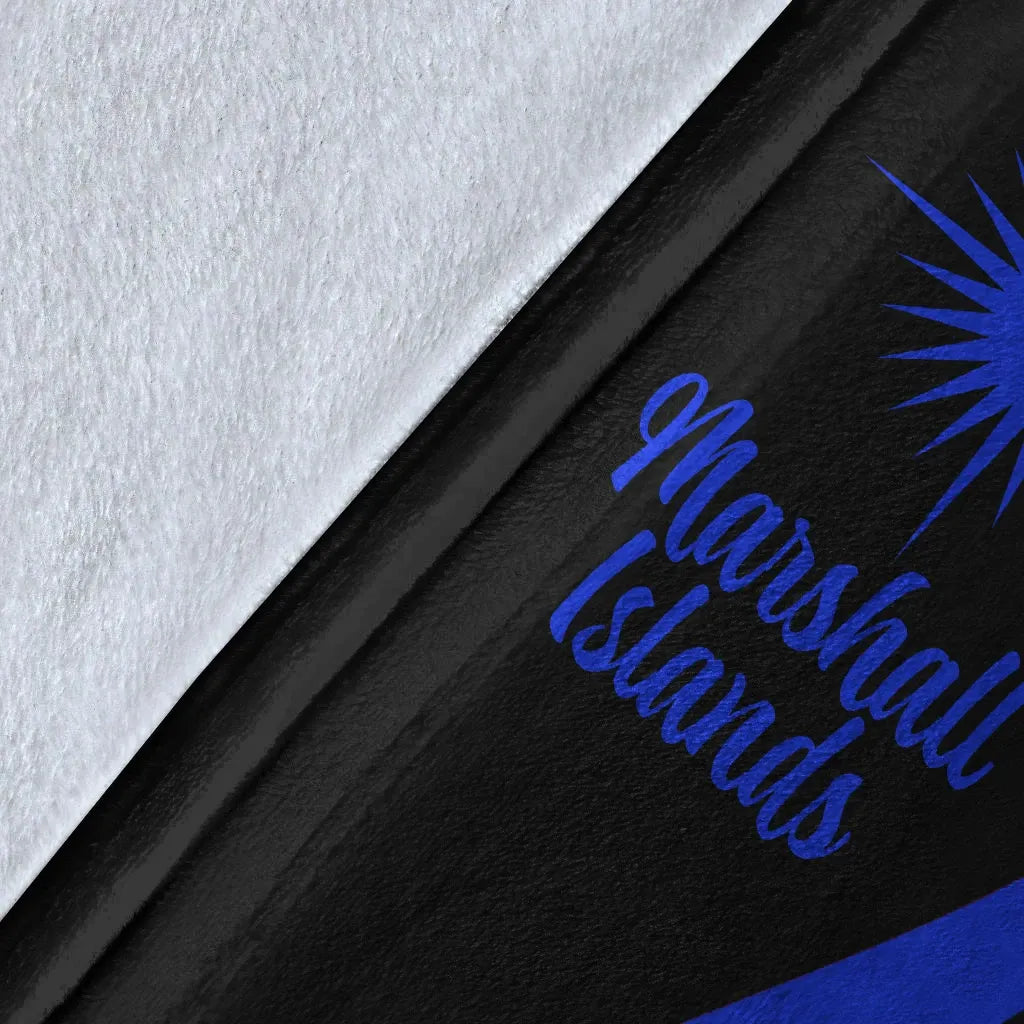 Marshall Islands Premium Blanket - Blue Polynesian Tentacle Tribal Pattern