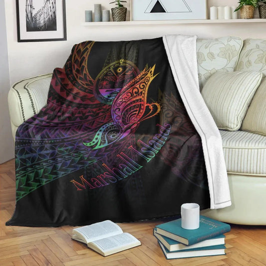 Marshall Islands Premium Blanket - Butterfly Polynesian Style