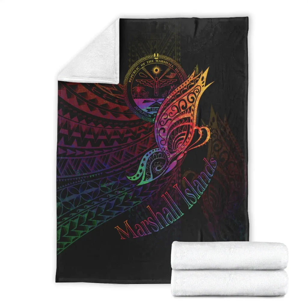 Marshall Islands Premium Blanket - Butterfly Polynesian Style