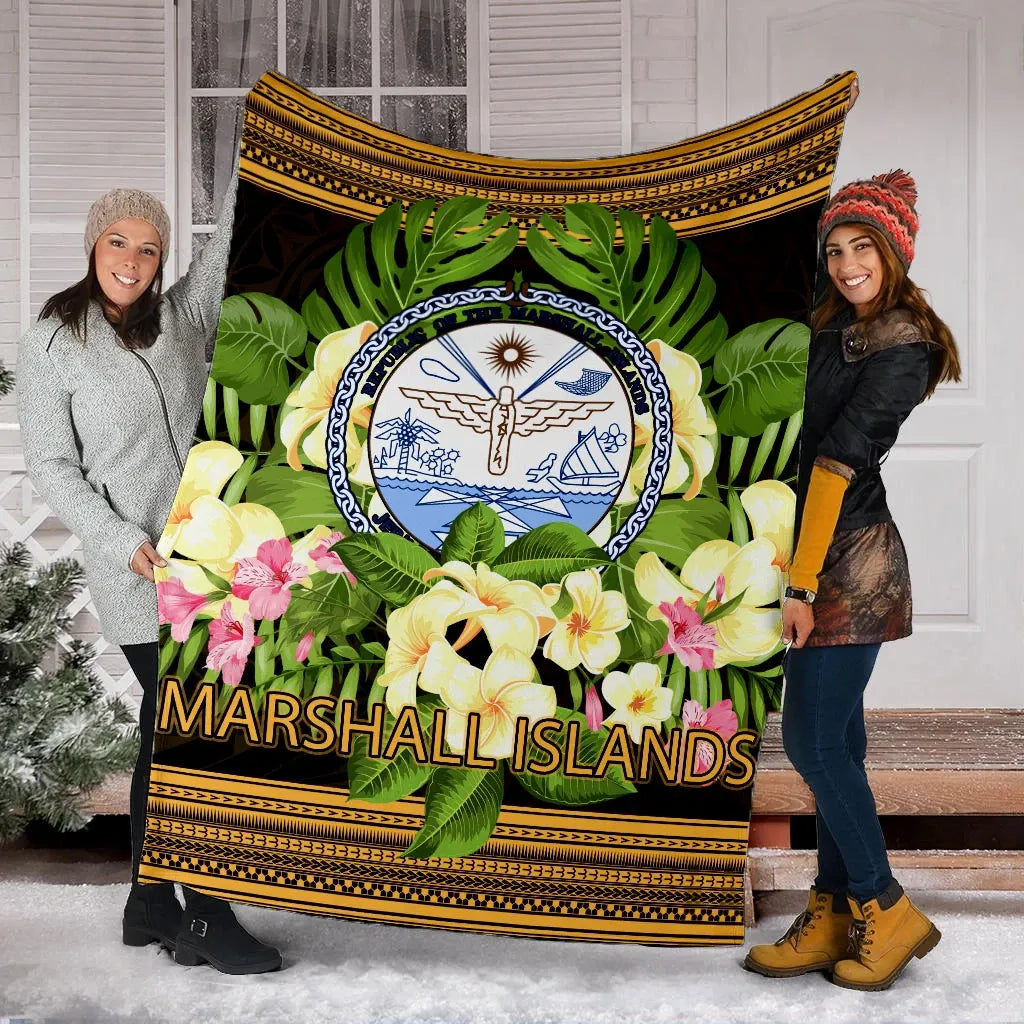 Marshall Islands Premium Blanket - Polynesian Gold Patterns Collection