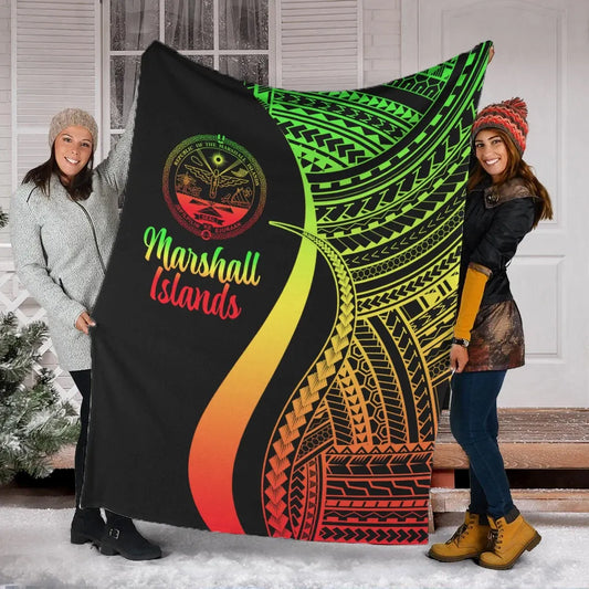 Marshall Islands Premium Blanket - Reggae Polynesian Tentacle Tribal Pattern Crest