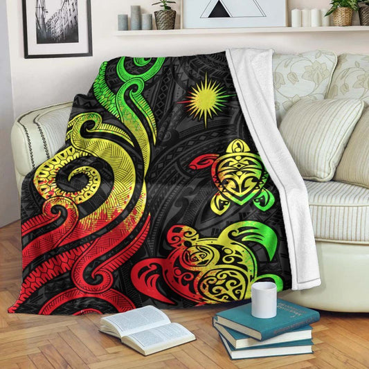 Marshall Islands Premium Blanket - Reggae Tentacle Turtle Crest