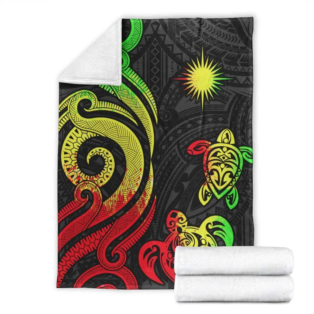 Marshall Islands Premium Blanket - Reggae Tentacle Turtle Crest