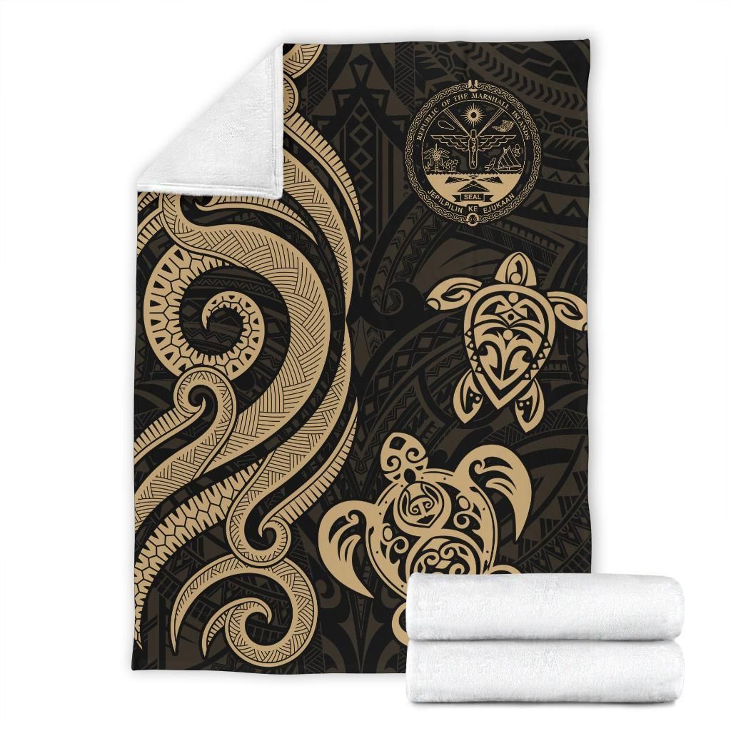 Marshall Islands Premium Blanket - Tentacle Turtle Gold