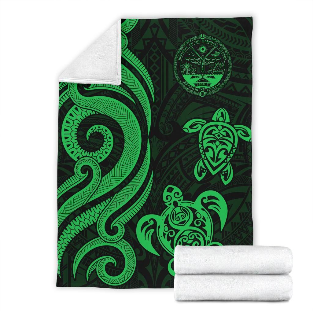 Marshall Islands Premium Blanket - Tentacle Turtle Green