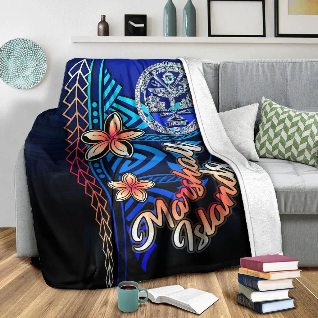 Marshall Islands Premium Blanket - Vintage Tribal Mountain Crest