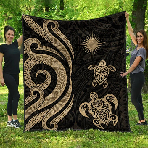 Marshall Islands Premium Quilt - Gold Tentacle Turtle