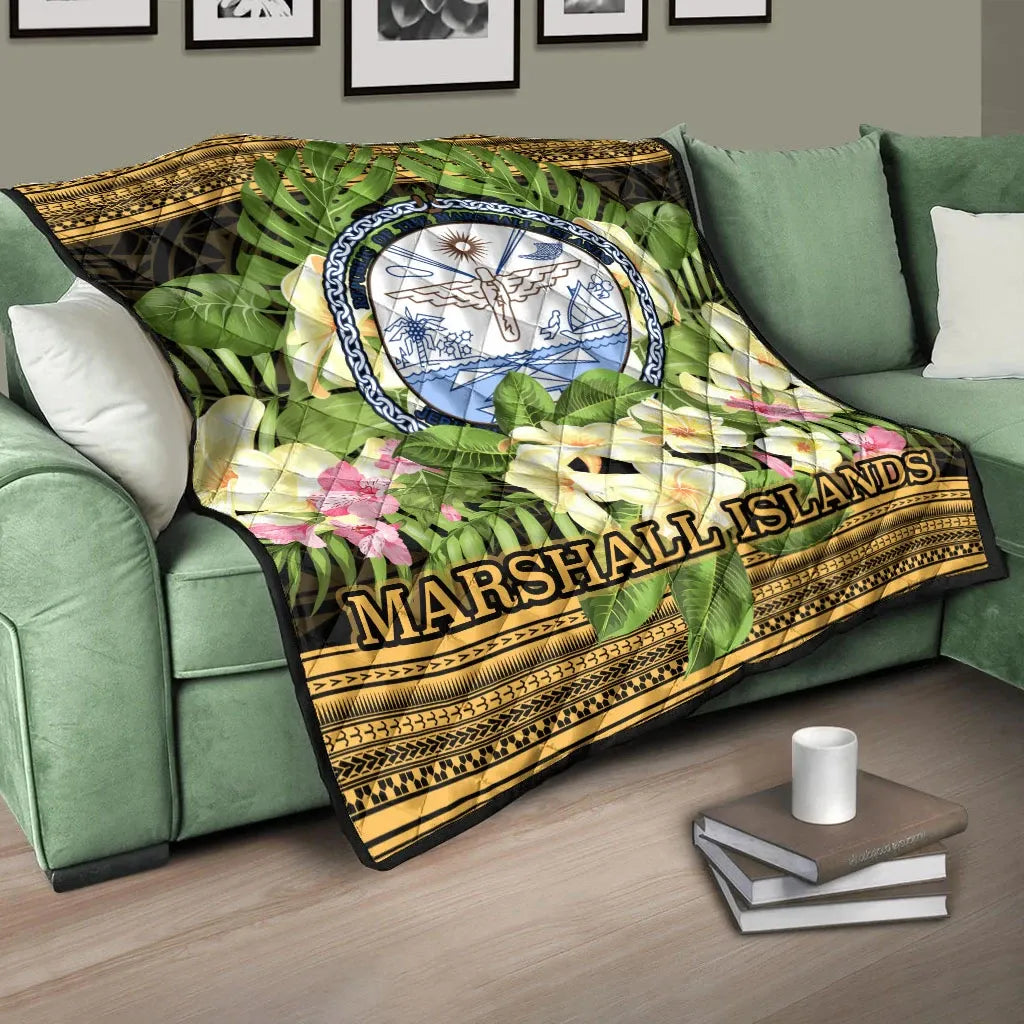 Marshall Islands Premium Quilt - Polynesian Gold Patterns Collection