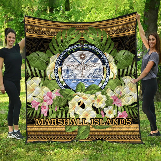 Marshall Islands Premium Quilt - Polynesian Gold Patterns Collection