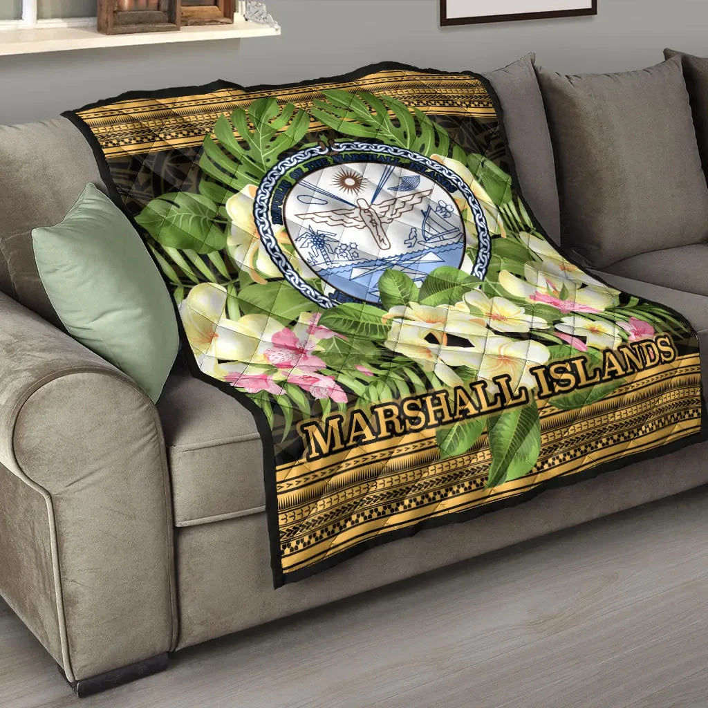 Marshall Islands Premium Quilt - Polynesian Gold Patterns Collection