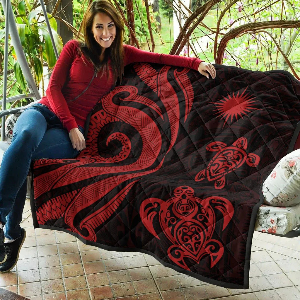 Marshall Islands Premium Quilt - Red Tentacle Turtle